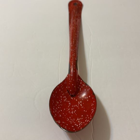 Vintage Red Graniteware Serving Spoon - Picture 2 of 6